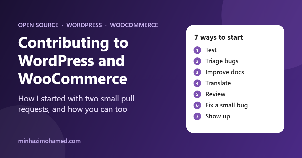 Contributing to WordPress and WooCommerce: seven ways to start, from testing and triage to docs, translation, review and small bug fixes